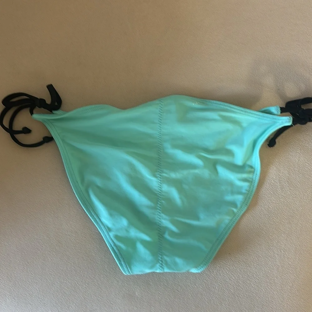 Xhilaration | Blue and Yellow Bikini Bottom with dude ties and scrunched back